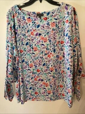 The Limited Mint Floral Tie-Sleeve Blouse